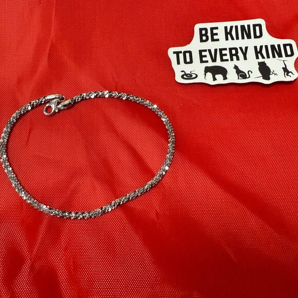 8" 925 Sterling Silver Twisted Rock Bracelet – Rhodium Finish - Picture 2 of 3